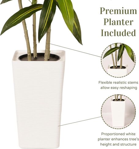 شجرة دراكاينا الاصطناعية بطول 5 أقدام - نبات داخلي طويل القامة مع نبات، نبات صناعي كبير لغرفة المعيشة والمكتب وغرفة النوم وديكور المنزل in Kuwait