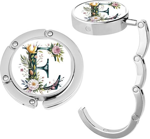 Foldable Purse Hook for Table, Purse Hanger for Table, Purse Holder, Foldable Purse Hook Womens Bag, Women's Bag Hanger Holder, Pretty Pattern Flower Spring Letter C, 1pcs in Saudi Arabia