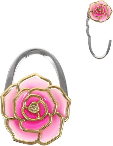 Veemoon Purse Hook Foldable Handbag Hanger, Rose Flower Purse Hanger for Table Portable Bag Hook for Desk Foldable Magnet Table Handbag Storage 2.75X1.77X0.71in in Saudi Arabia
