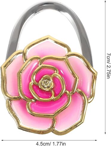 Veemoon Purse Hook Foldable Handbag Hanger, Rose Flower Purse Hanger for Table Portable Bag Hook for Desk Foldable Magnet Table Handbag Storage 2.75X1.77X0.71in in Saudi Arabia