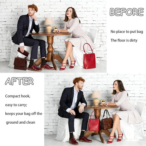 1PCS Metal Purse Hanger Portable Folding Table Bag Hook Lightweight Anti-Slip Handbag Hanger for Daily Outdoor Use(Black) in Saudi Arabia
