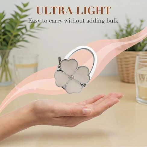 Foldable Purse Hanger with Four-Leaf Clover Design, Portable Handbag Hook for Tables and Counters in Saudi Arabia