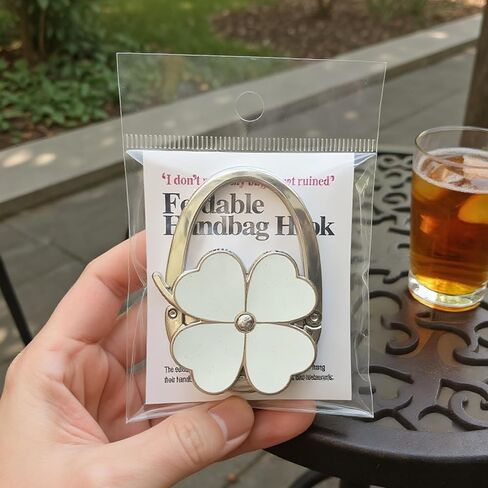 Foldable Purse Hanger with Four-Leaf Clover Design, Portable Handbag Hook for Tables and Counters in Saudi Arabia