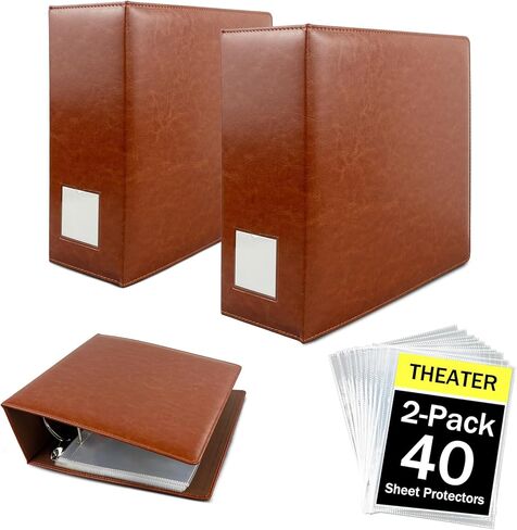 2 Pack 4 Inch Theater Program Binder, PU Leather 4" Wide Playbill Holder, 40 Pages D‑Ring Album for Broadway Musical Memorabilia Storage Organizer(Black) in Saudi Arabia
