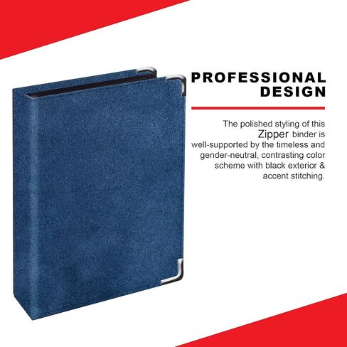 Leather Portfolio 3 Ring Binder with Zipper – Performore Professional Padfolio with Metal Corners, 1.25 Inch Rings, Faux Leather Organizer for Documents, Business, Legal Pads, Letter Size, Blue in Saudi Arabia