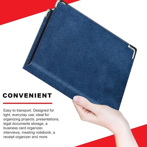 Leather Portfolio 3 Ring Binder with Zipper – Performore Professional Padfolio with Metal Corners, 1.25 Inch Rings, Faux Leather Organizer for Documents, Business, Legal Pads, Letter Size, Blue in Saudi Arabia