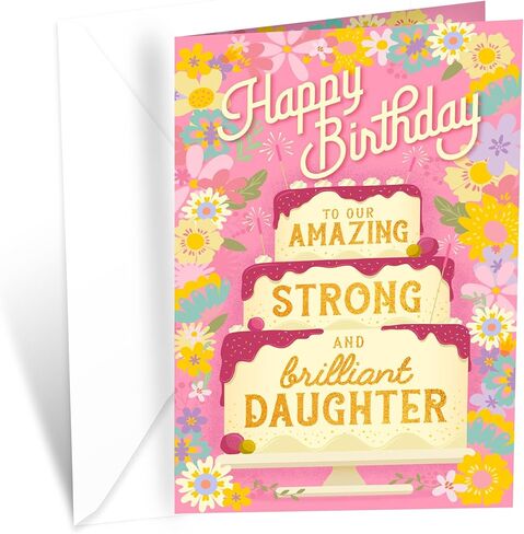 بطاقة عيد ميلاد ابنة Prime Greetings، مصنوعة في أمريكا، صديقة للبيئة، مخزون بطاقات سميك مع ظرف ممتاز 5 بوصة × 7.75 بوصة، معبأة في بريد واقٍ in Kuwait
