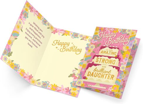 بطاقة عيد ميلاد ابنة Prime Greetings، مصنوعة في أمريكا، صديقة للبيئة، مخزون بطاقات سميك مع ظرف ممتاز 5 بوصة × 7.75 بوصة، معبأة في بريد واقٍ in Kuwait