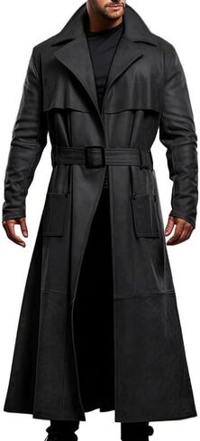 LIVEEVIL Men's Real Lambskin Leather Trench Coat – Western Cowboy Full Length Leather Duster Coat for Men in Saudi Arabia