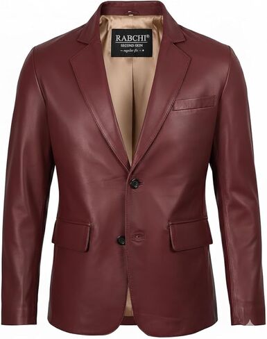 Men’s Real Lambskin Leather Blazer – Casual 2 Button Sport Coat Jacket, Black Genuine Leather Blazer for Men in Saudi Arabia