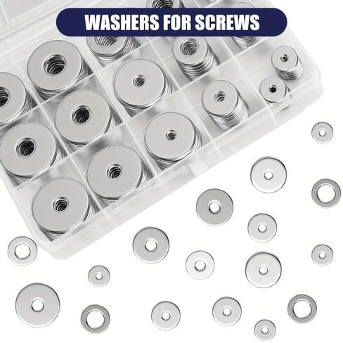 1 PC Stainless Steel Fender Washers Flat Washers for Screws and Bolts 100pcs Metal Washers Kit (12 Sizes M3-M12) Assorted Large in Saudi Arabia
