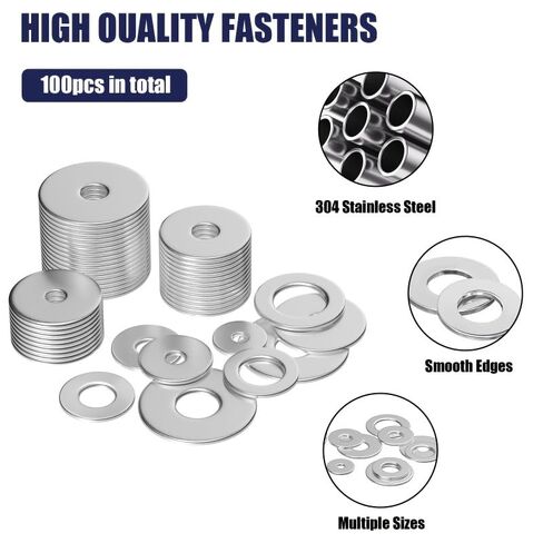 1 PC Stainless Steel Fender Washers Flat Washers for Screws and Bolts 100pcs Metal Washers Kit (12 Sizes M3-M12) Assorted Large in Saudi Arabia