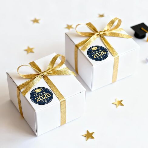 Anwyll Graduation Stickers 2026 - Class of 2026 Stickers 60Pcs 1.75'' Graduation Envelope Seal Label Sticker Self Adhesive Congrats Grad Cap Hat Sticker for Senior College Grad Party Favors(Gold Blue) in Kuwait