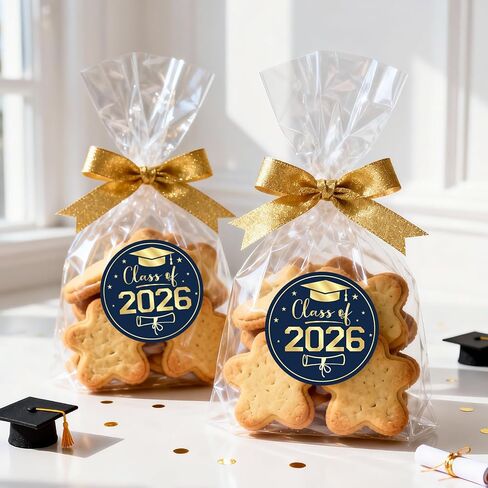 Anwyll Graduation Stickers 2026 - Class of 2026 Stickers 60Pcs 1.75'' Graduation Envelope Seal Label Sticker Self Adhesive Congrats Grad Cap Hat Sticker for Senior College Grad Party Favors(Gold Blue) in Kuwait