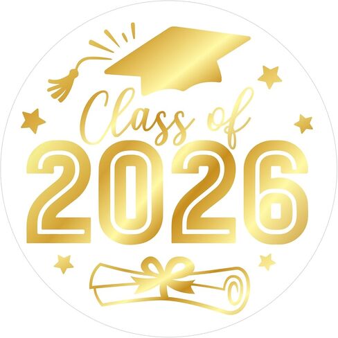 Anwyll Graduation Stickers 2026 - Class of 2026 Stickers 60Pcs 1.75'' Graduation Envelope Seal Label Sticker Self Adhesive Congrats Grad Cap Hat Sticker for Senior College Grad Party Favors(Gold Blue) in Kuwait