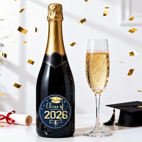 Anwyll Graduation Stickers 2026 - Class of 2026 Stickers 60Pcs 1.75'' Graduation Envelope Seal Label Sticker Self Adhesive Congrats Grad Cap Hat Sticker for Senior College Grad Party Favors(Gold Blue) in Kuwait