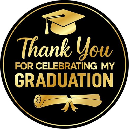 Anwyll Graduation Stickers 2026 - Class of 2026 Stickers 60Pcs 1.75'' Graduation Envelope Seal Label Sticker Self Adhesive Congrats Grad Cap Hat Sticker for Senior College Grad Party Favors(Gold Blue) in Kuwait