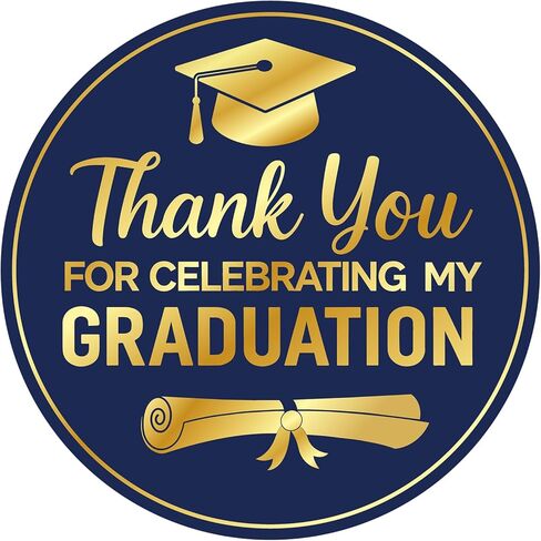 Anwyll Graduation Stickers 2026 - Class of 2026 Stickers 60Pcs 1.75'' Graduation Envelope Seal Label Sticker Self Adhesive Congrats Grad Cap Hat Sticker for Senior College Grad Party Favors(Gold Blue) in Kuwait