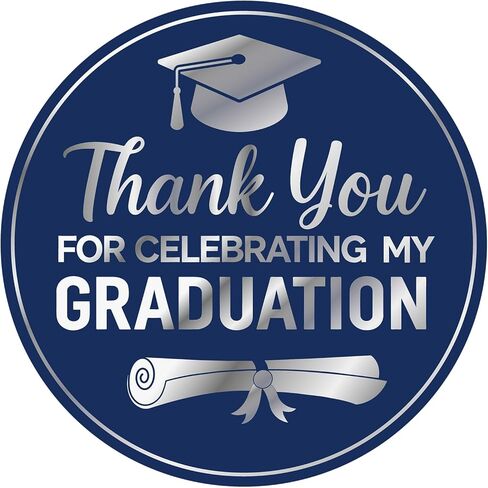 Anwyll Graduation Stickers 2026 - Class of 2026 Stickers 60Pcs 1.75'' Graduation Envelope Seal Label Sticker Self Adhesive Congrats Grad Cap Hat Sticker for Senior College Grad Party Favors(Gold Blue) in Kuwait