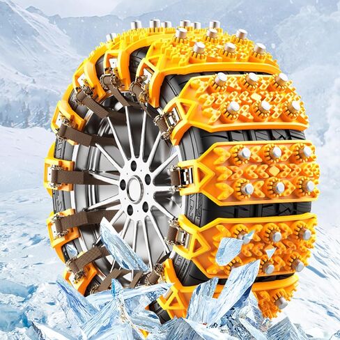 Snow Chains 8 PCS Car Anti-Skid Snow Tire Chains Automotive Tire Traction Chain for Tire Width 165-266mm Car Truck Pickup in Snow Ice Sand and Mud (Black, 8 Pack) in Saudi Arabia