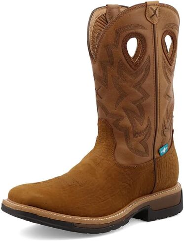 Twisted X Men's 12" Western Work Boot, Square Toe Composite Toe, Dark Brown & Tan, 11 D in Saudi Arabia