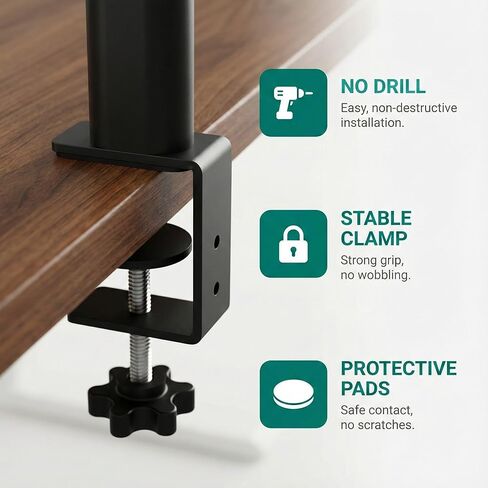 Clamp On Desk Shelf, 17'' 2-Tier Desktop Organizer Shelf with Under-Desk Hidden Storage Basket, Heavy-Duty Desk Shelves for Top of Desk, Space-Saving Desk Storage for Home Office Gaming Setup (Black) in Saudi Arabia
