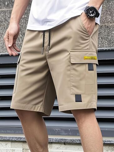 Mens Cargo Shorts Casual Elastic Waist Drawstring Lightweight Summer Hiking Outdoor Shorts in Saudi Arabia
