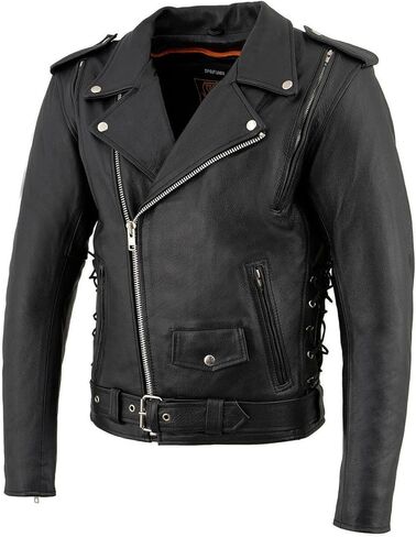 Milwaukee Leather Men's 'Wild One' LKM1775 Black Leather Vented Jacket with Side Laces in Saudi Arabia