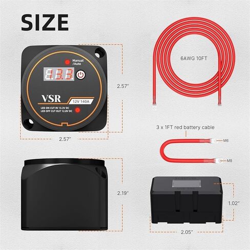 12V 140 Amp Dual Battery Isolator Kit with LED Voltmeter Manual/Auto Mode Waterproof Voltage Sensitive Relay Smart Dual Battery in Saudi Arabia