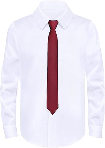 Boys Dress Shirt and Tie Set Long Sleeve Button Down Collared Formal Uniform Shirts for School Church Beach Wedding in Saudi Arabia