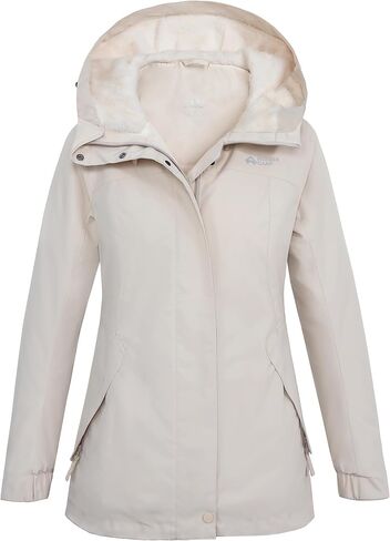 Pioneer Camp Women's Ski Jacket 10000mm Waterproof Warm Insulated Coat Fleece Lined Winter Jacket with Hood & Zip Pockets in Saudi Arabia