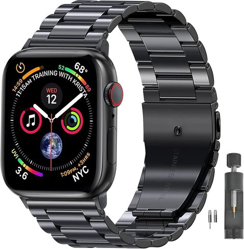 أساور بديلة لساعة Apple 38 مم السلسلة 3 2 1 40 مم السلسلة 6 5 4 SE 41 مم السلسلة 7 8 9، سوار ساعة iWatch iPhone من الفولاذ المقاوم للصدأ درجتين للرجال والنساء (38 مم/40 مم/41 مم، فضي/ذهبي) in Kuwait