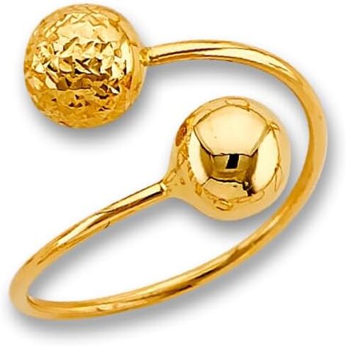 Tehrani Signature 14K Solid Yellow Gold Ball Ring – Polished Beaded Design, Minimalist Stackable Ring for Women – Real 14K Gold, Gift-Ready Jewelry in Saudi Arabia