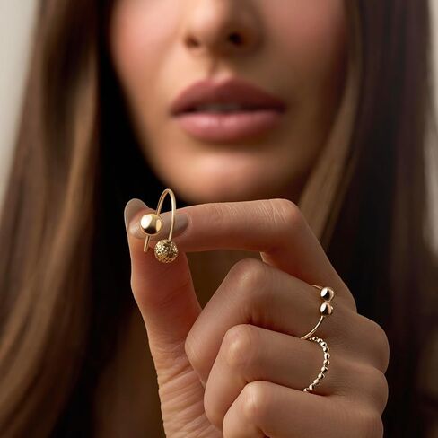 Tehrani Signature 14K Solid Yellow Gold Ball Ring – Polished Beaded Design, Minimalist Stackable Ring for Women – Real 14K Gold, Gift-Ready Jewelry in Saudi Arabia
