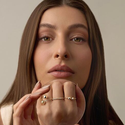 Tehrani Signature 14K Solid Yellow Gold Ball Ring – Polished Beaded Design, Minimalist Stackable Ring for Women – Real 14K Gold, Gift-Ready Jewelry in Saudi Arabia