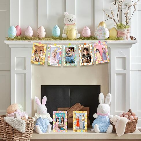 100Pcs Easter Paper Photo Frames 4x6 Paper Photo Frames with flower Clip String Kit DIY Hanging Cardboard Picture Holder Bulk with Stand Happy Easter Class Game Activities Gift Wall Decor Wedding Home in Saudi Arabia