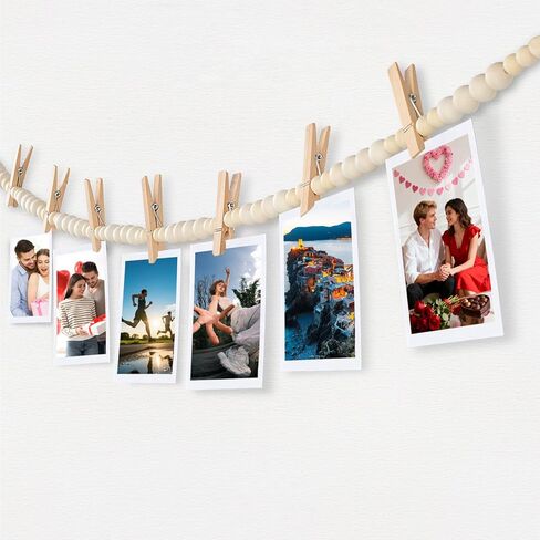 Hanging Photo Display Wall Decor With 9 Clips, Boho Wooden Bead Garland Collage Picture Frame, Bedroom, Living Room, Dorm Room Office, Teen Girl Holiday Gift in Saudi Arabia