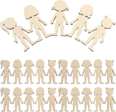 COHEALI 50pcs Wooden Boy Cutout Unfinished People Shaped Craft Sticks Blank Wooden Slices for DIY Projects in Kuwait