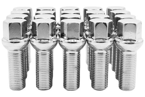 20Pc Chrome 12x1.5 Ball Seat Extended Lug Bolts (28 mm Shank Length) 12mm Radius Lug Bolts, can be Used with Factory Wheels in Saudi Arabia