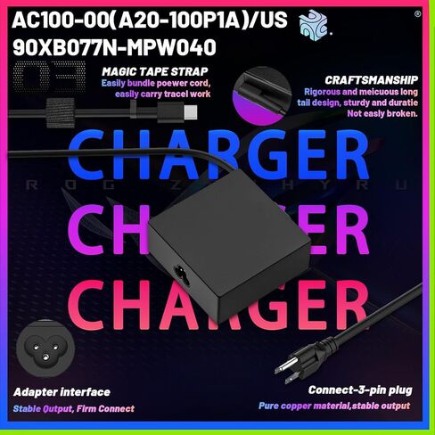 محول شاحن الكمبيوتر المحمول 100 واط USB-C 20 فولت 5 أمبير لجهاز Asus ROG Flow X13 Z13 GV301 GZ301 G533QM GA401QM GA503QM GX703HS ZenBook 14X 14 UX425QA UM425QA UM5401QA UX5400E UX5401E A20-100P1A مصدر الطاقة in Kuwait