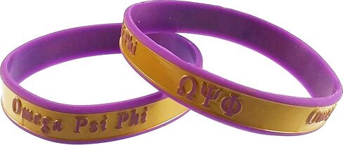 Omega Psi/Ψ Phi 2-Tone Color Silicone Bracelet [Pack of 4 - Purple - 8"] - ID#11862 in Saudi Arabia