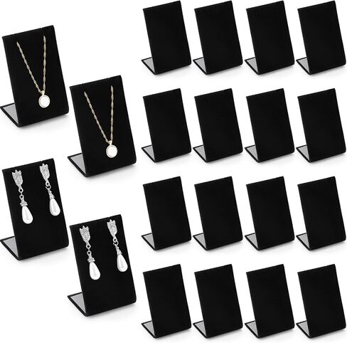 RattanView 24 Pieces Black Velvet Earring Display Stand Necklace Pendant Jewelry Stand Showcase Organizer Display Holder for Earring Pendant Accessory Rack, 2 1/4 W x 1 1/2 D x 3 1/2 H Inch in Saudi Arabia