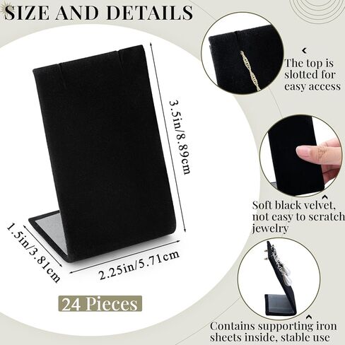 RattanView 24 Pieces Black Velvet Earring Display Stand Necklace Pendant Jewelry Stand Showcase Organizer Display Holder for Earring Pendant Accessory Rack, 2 1/4 W x 1 1/2 D x 3 1/2 H Inch in Saudi Arabia