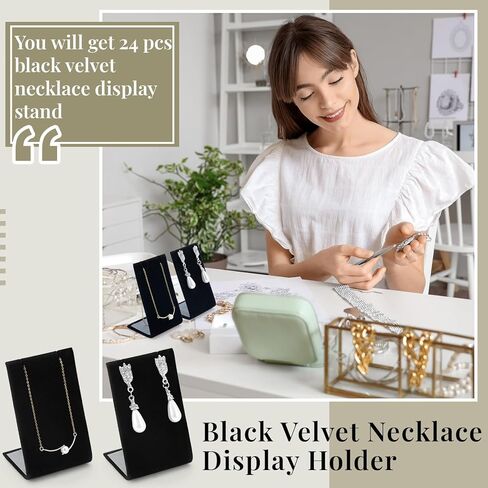 RattanView 24 Pieces Black Velvet Earring Display Stand Necklace Pendant Jewelry Stand Showcase Organizer Display Holder for Earring Pendant Accessory Rack, 2 1/4 W x 1 1/2 D x 3 1/2 H Inch in Saudi Arabia