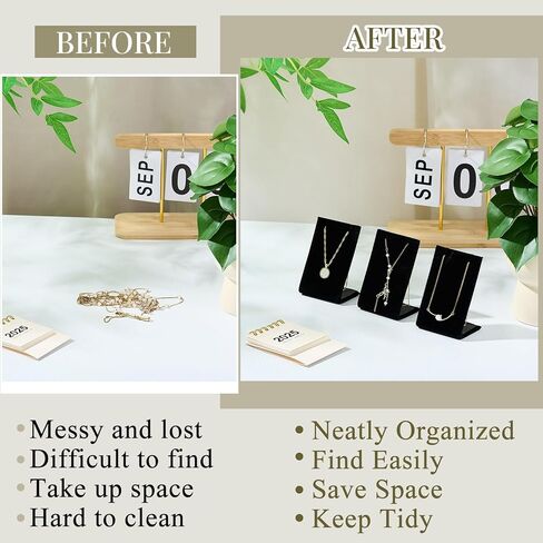 RattanView 24 Pieces Black Velvet Earring Display Stand Necklace Pendant Jewelry Stand Showcase Organizer Display Holder for Earring Pendant Accessory Rack, 2 1/4 W x 1 1/2 D x 3 1/2 H Inch in Saudi Arabia