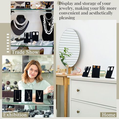 RattanView 24 Pieces Black Velvet Earring Display Stand Necklace Pendant Jewelry Stand Showcase Organizer Display Holder for Earring Pendant Accessory Rack, 2 1/4 W x 1 1/2 D x 3 1/2 H Inch in Saudi Arabia