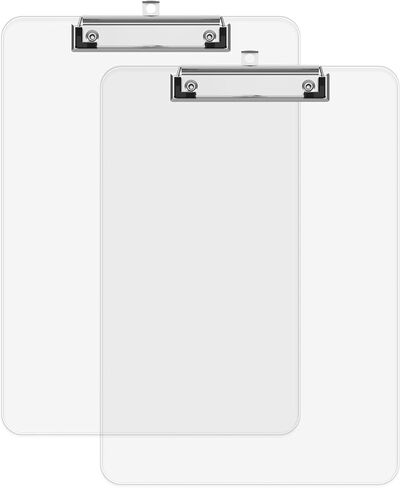 A4 Plastic Clipboard 2 Pack, 8.5 x 11 Clear Colored Clip Boards with Low Profile Clip, Letter Size for Classroom, Teacher, Students, School & Office Supplies in Kuwait