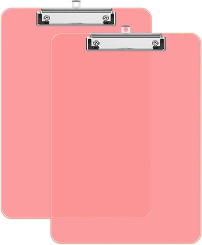 A4 Plastic Clipboard 2 Pack, 8.5 x 11 Clear Colored Clip Boards with Low Profile Clip, Letter Size for Classroom, Teacher, Students, School & Office Supplies in Kuwait