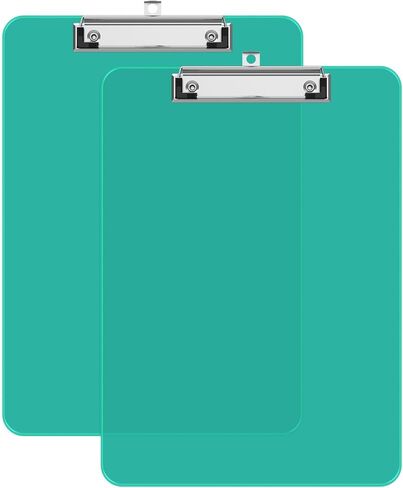 A4 Plastic Clipboard 2 Pack, 8.5 x 11 Clear Colored Clip Boards with Low Profile Clip, Letter Size for Classroom, Teacher, Students, School & Office Supplies in Kuwait