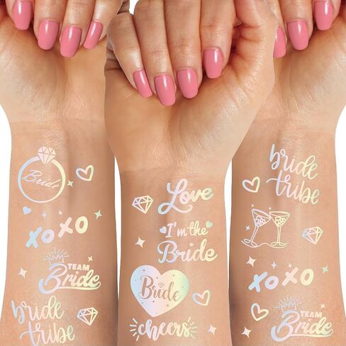 Bride's Babes Bachelorette Temporary Party Tattoos, 80+ Iridescent Tattoos for Bachelorette Party Favors Decorations, Bride and Bridesmaid Accessories for Bridal Shower (I Do) in Saudi Arabia